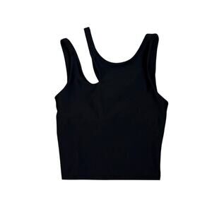 Becco Athletic Black Built in Bra Asymmetrical Active Crop Tank Top XS